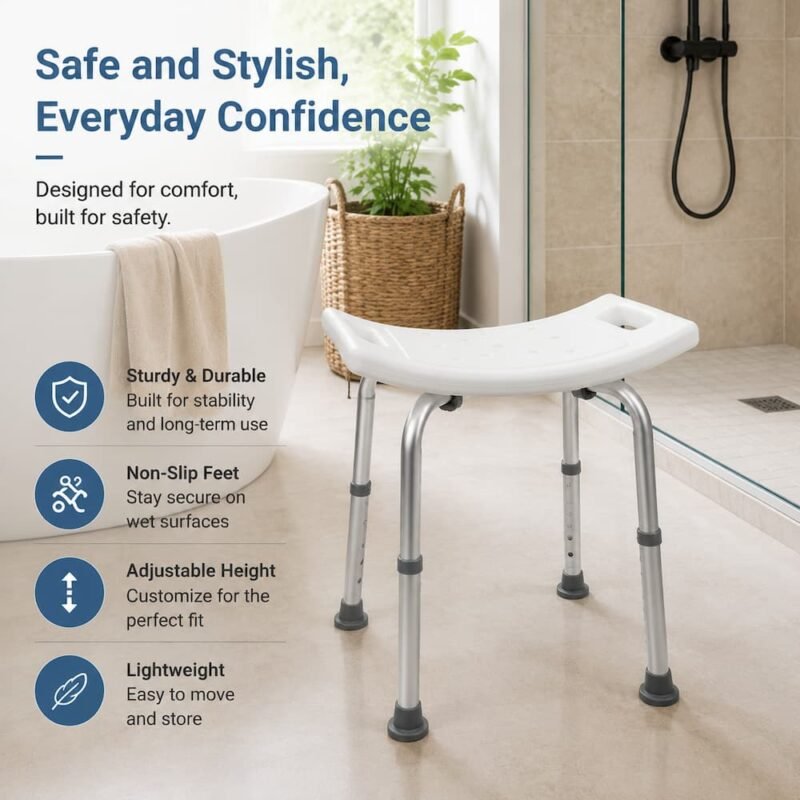 Adjustable Shower Stool in Modern Bathroom - Safe and Stylish Design